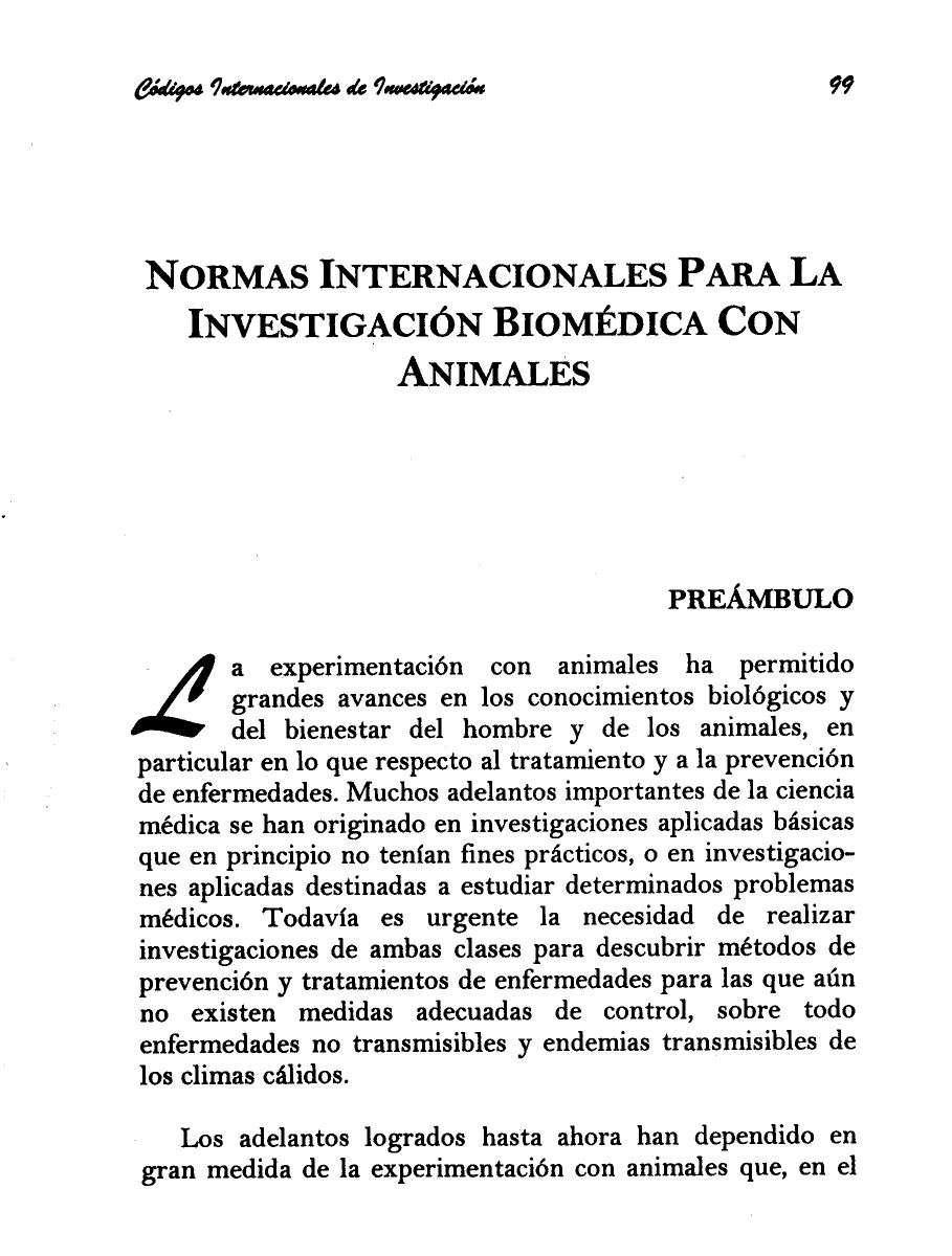 Normas internacionales para la investigación biomédica con animales